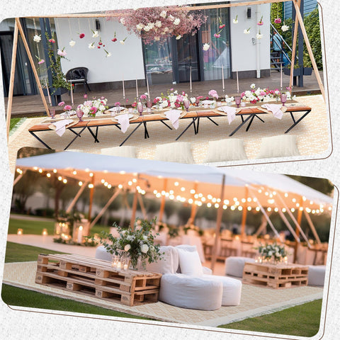 Beeveer wedding and picnic setup featuring boho elements.