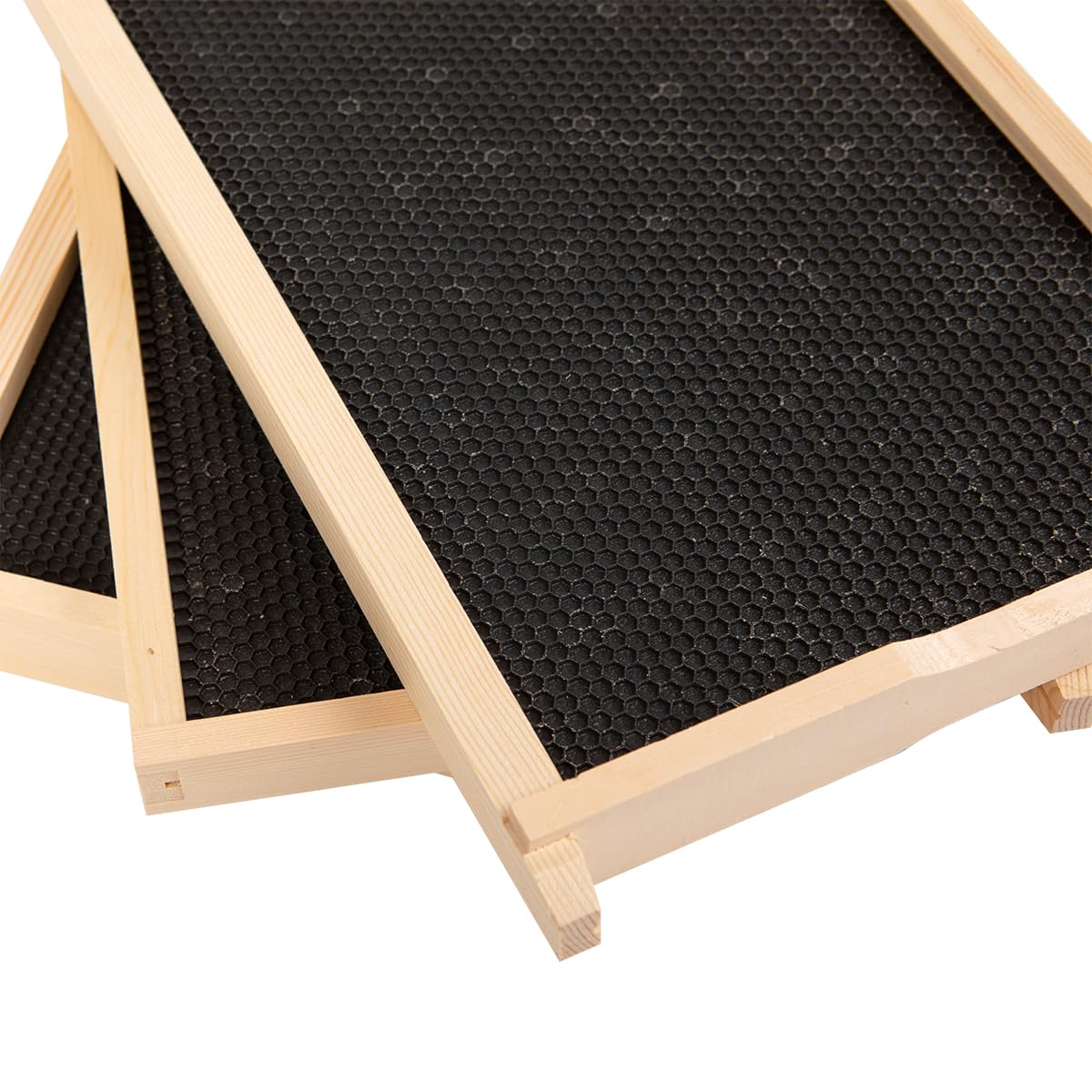 BEEXTM wooden frames show durable construction for multiple harvest seasons.