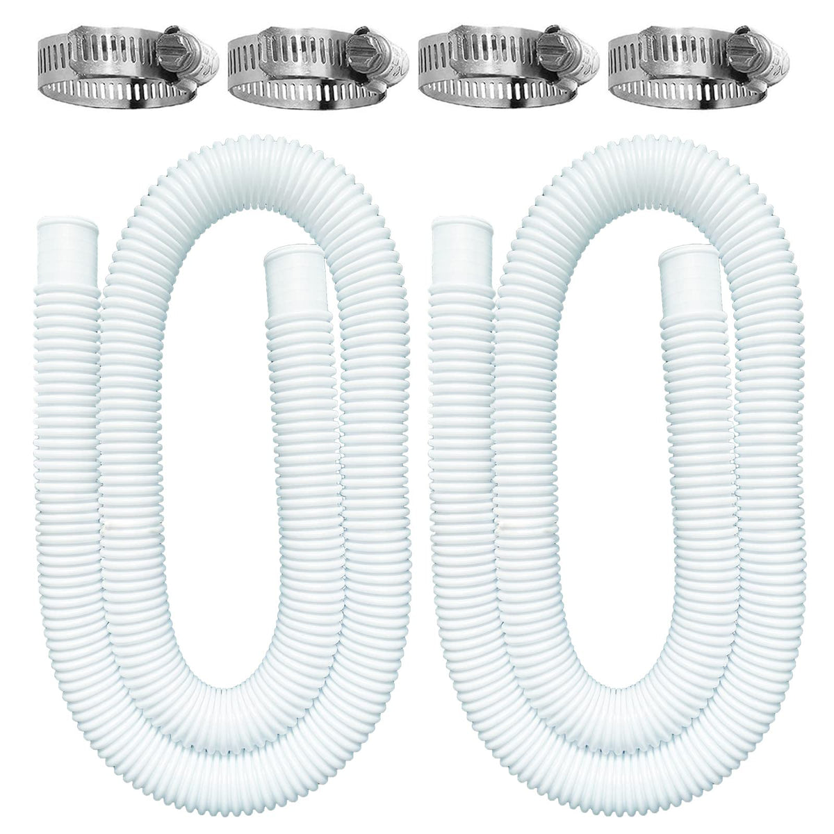 BEFANS pool hose pair with four clamps ready for installation