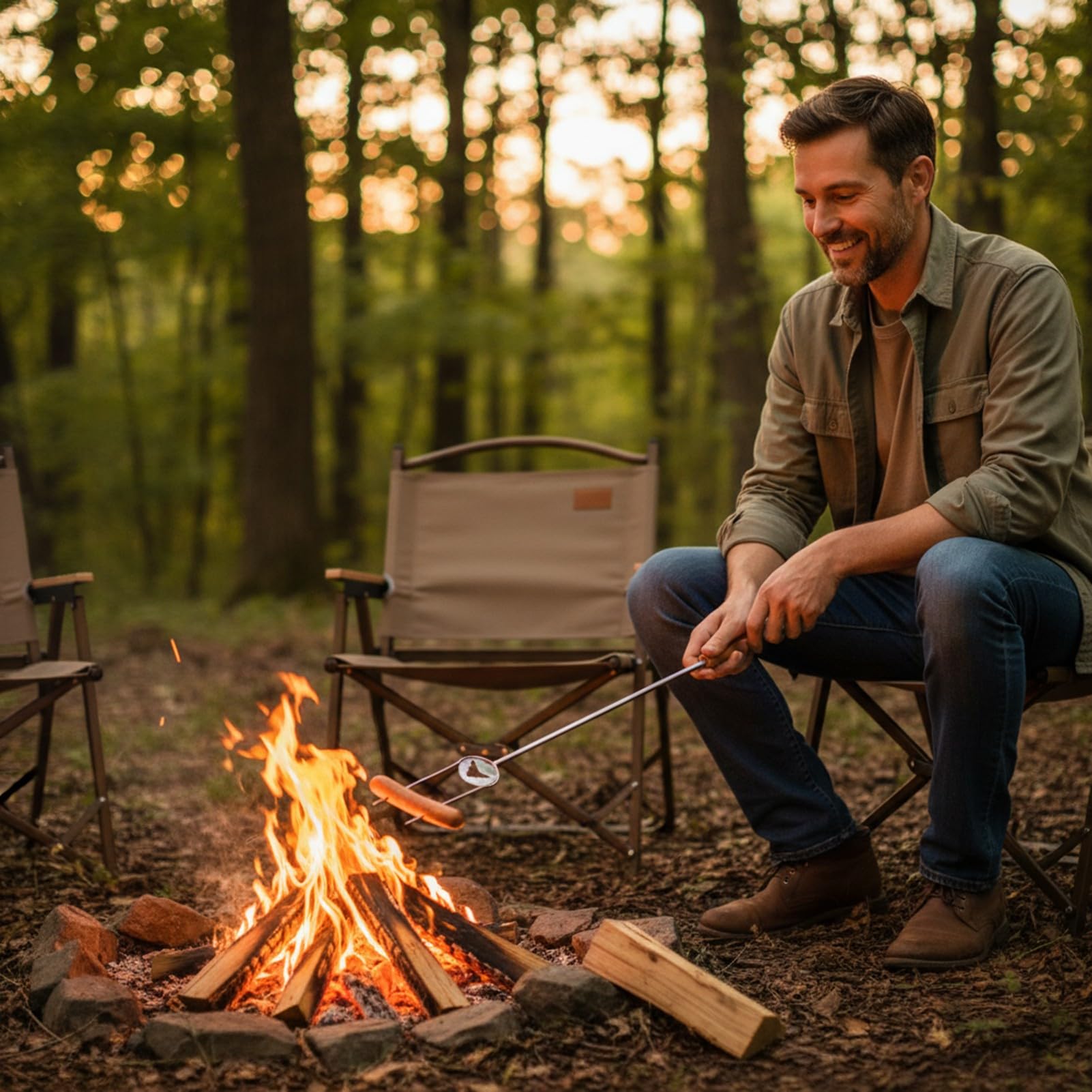 Begatter canvas bag keeps roasting sticks organized during camping trips