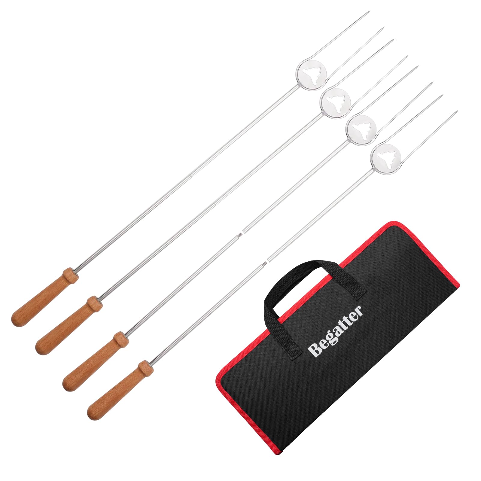 Begatter heavy-duty roasting sticks 32 inch stainless steel ideal for hot dogs over open flame