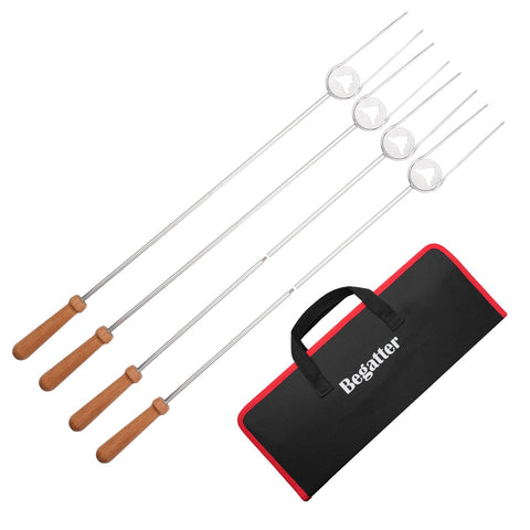 Begatter heavy-duty roasting sticks 32 inch stainless steel ideal for hot dogs over open flame