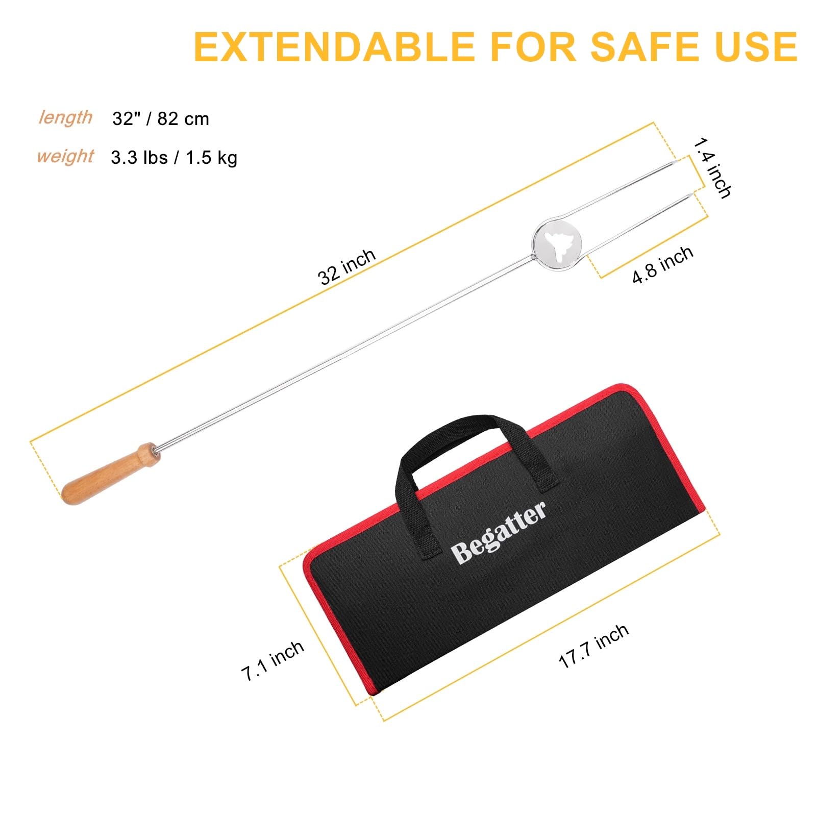 Begatter multi use skewers for hot dogs marshmallows and veggies