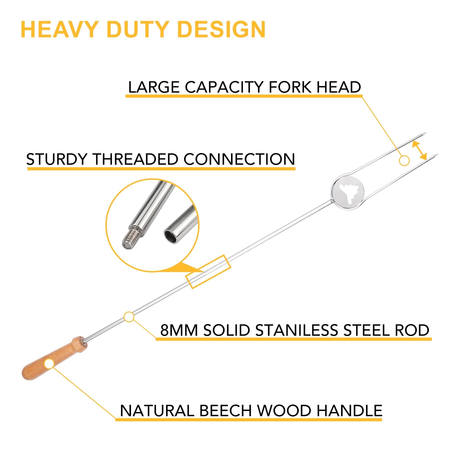 Begatter stainless steel skewers 8mm diameter durable for heavy foods
