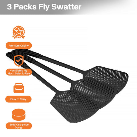Begonia bigger-paddle fly swatter increases hit area for quicker catches indoors and outdoors.