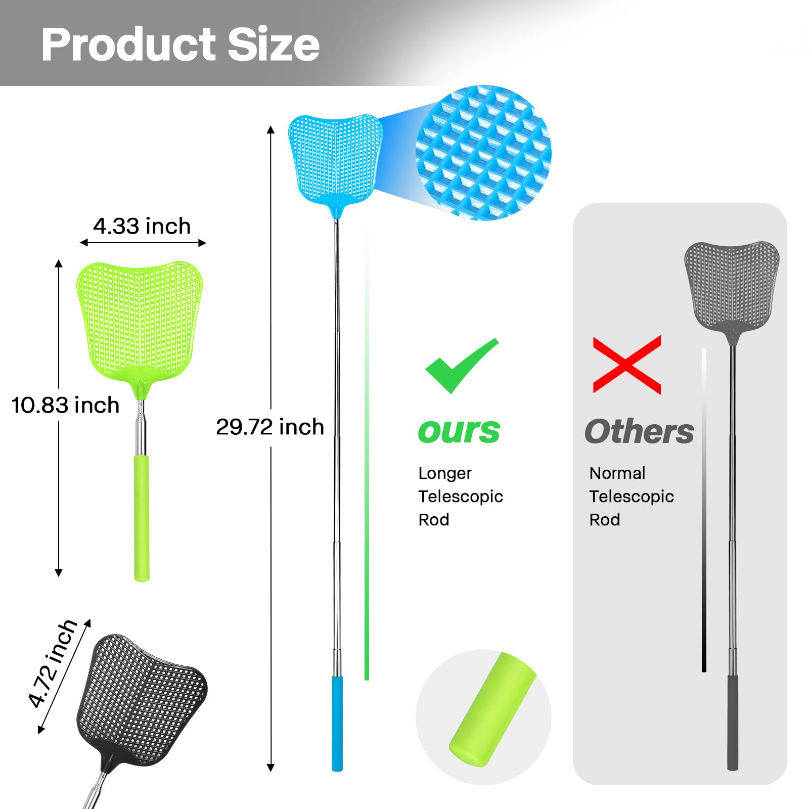 Begonia fly swatter portable design for easy storage and travel.