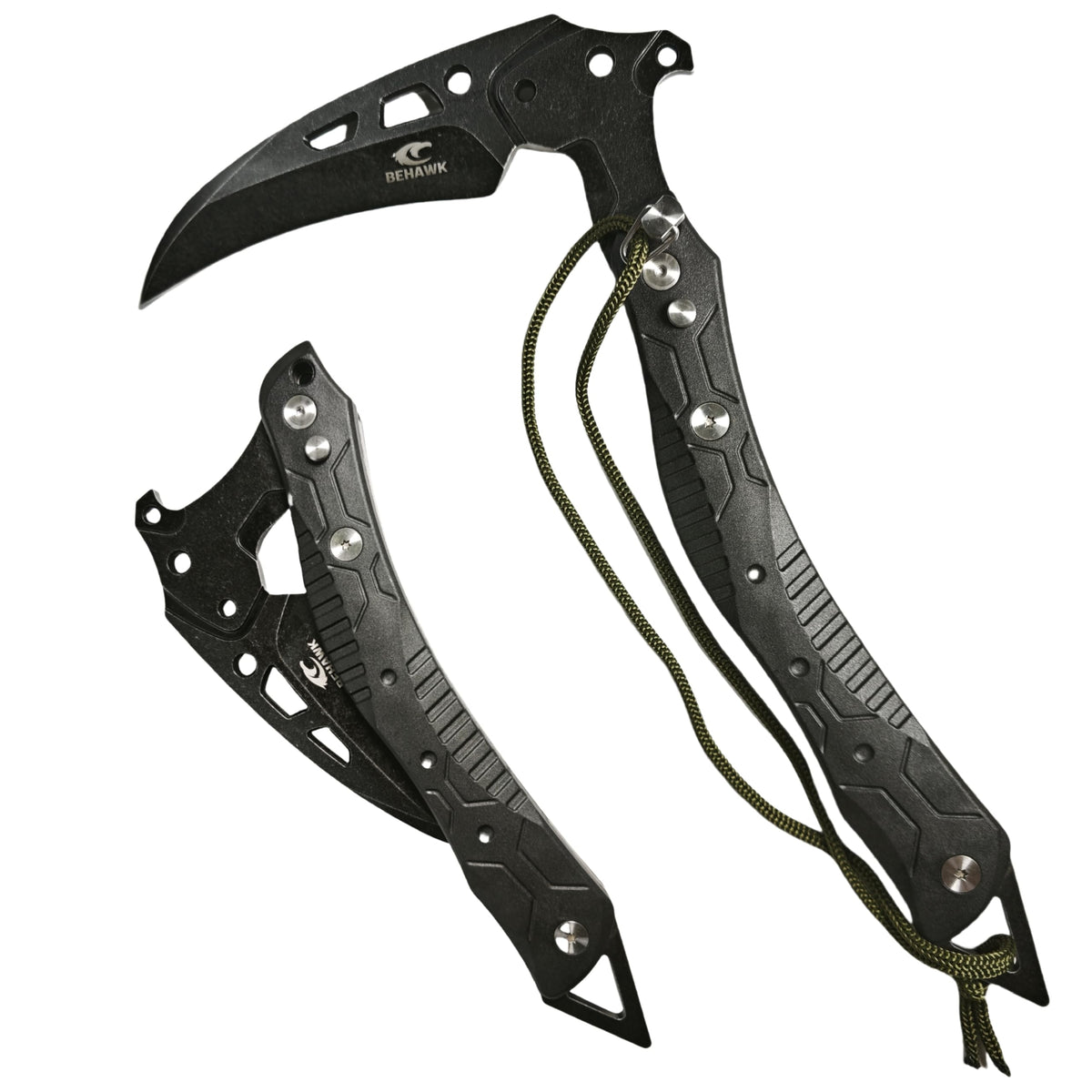 BEHAWK folding sickle blade for precise pruning in outdoor gardens.