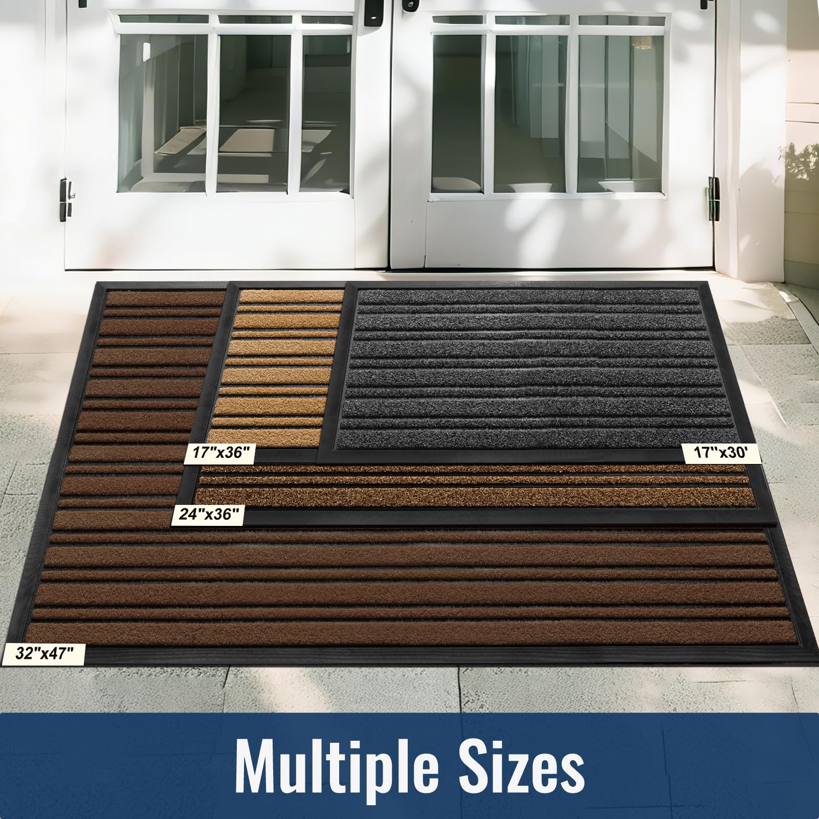 BeHero beige brown doormat blends with exterior decor and hides wear.