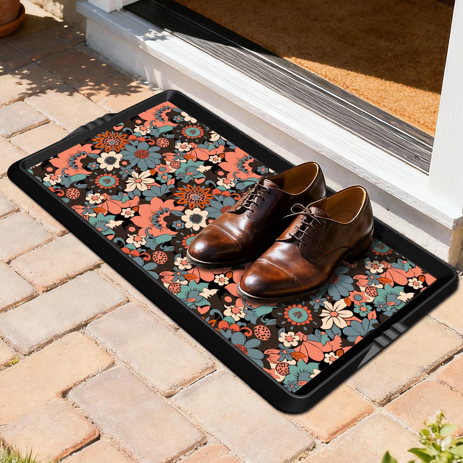 BEHERO sunlit blossom pattern adds vintage charm to entry spaces.