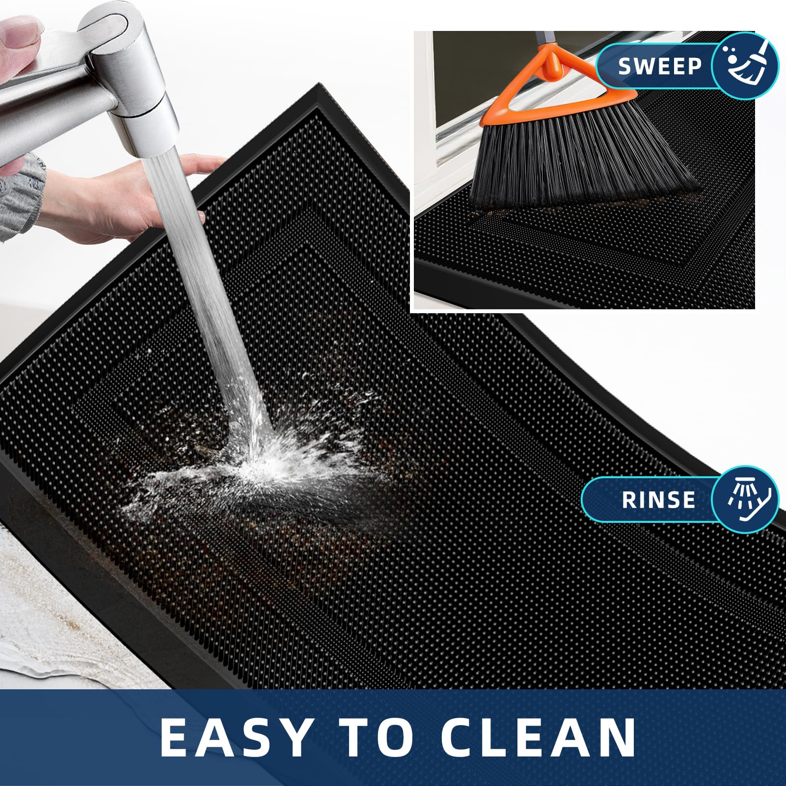 BEHERO heavy-duty mat withstands all-weather use in entryways and garages.