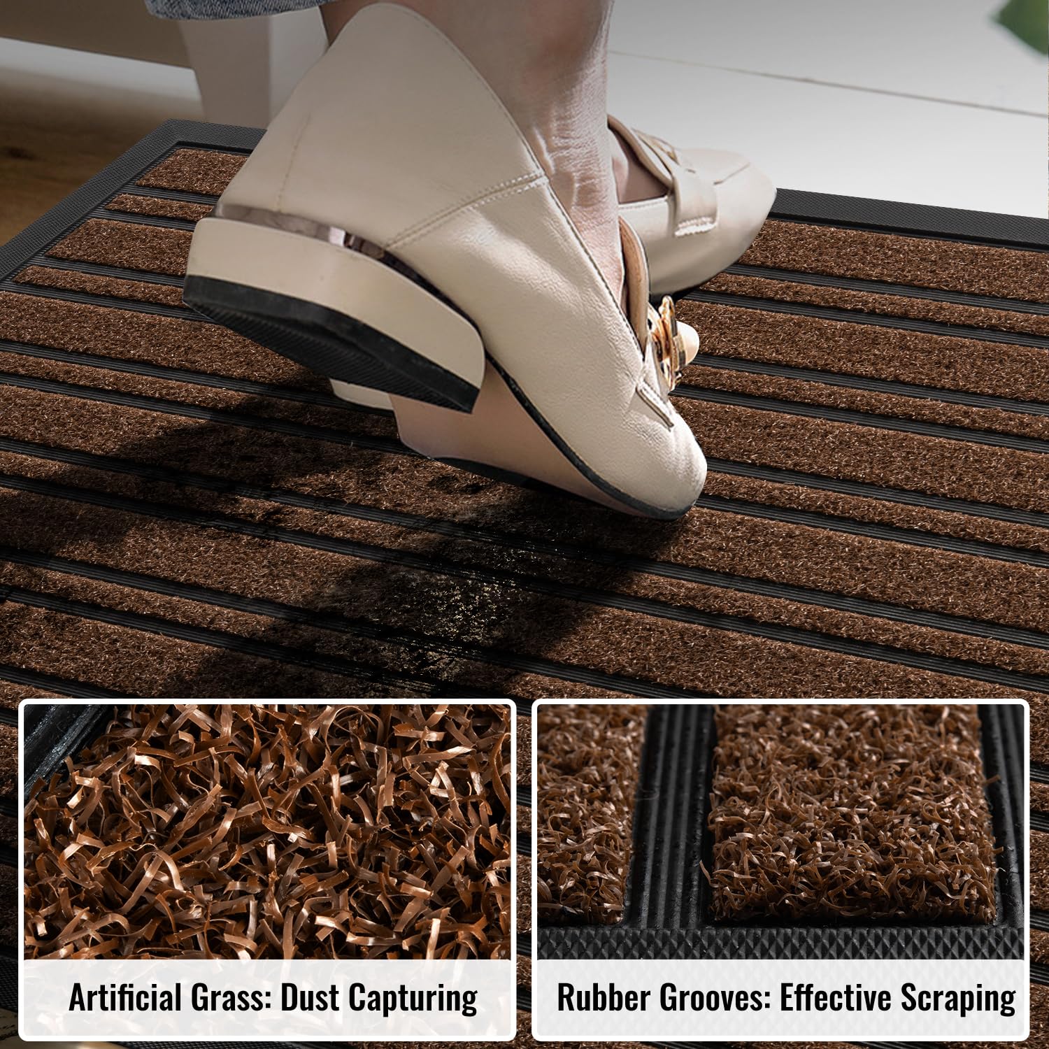BeHero non-slip outdoor mat provides stable footing in wet conditions.