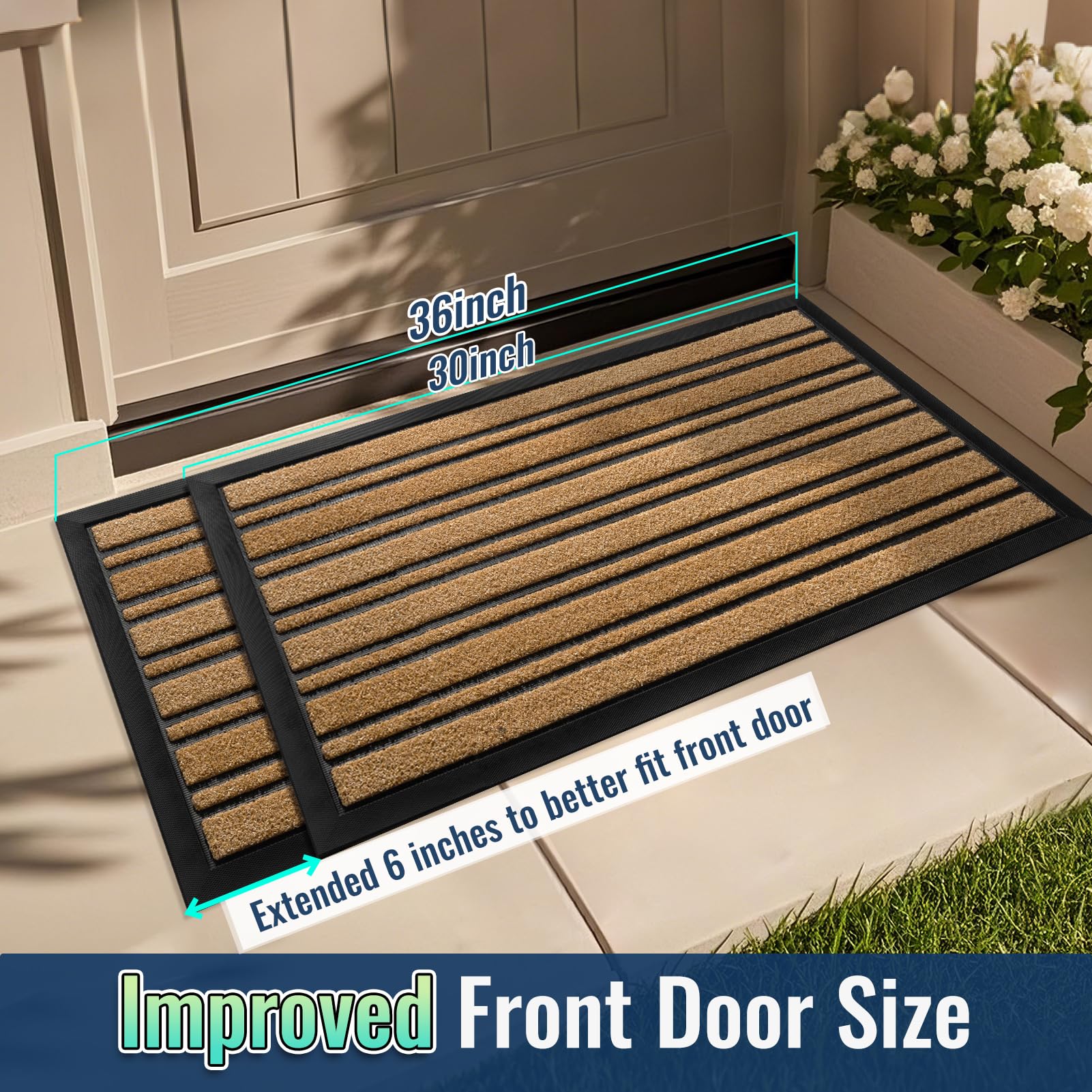 BEHERO artificial grass texture closeup highlights moisture-trapping fibers for cleaner doorways.