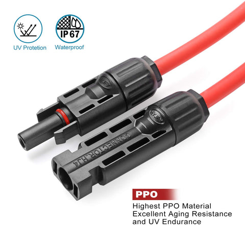 BeideLt solar cable pair set for easy red and black polarity wiring
