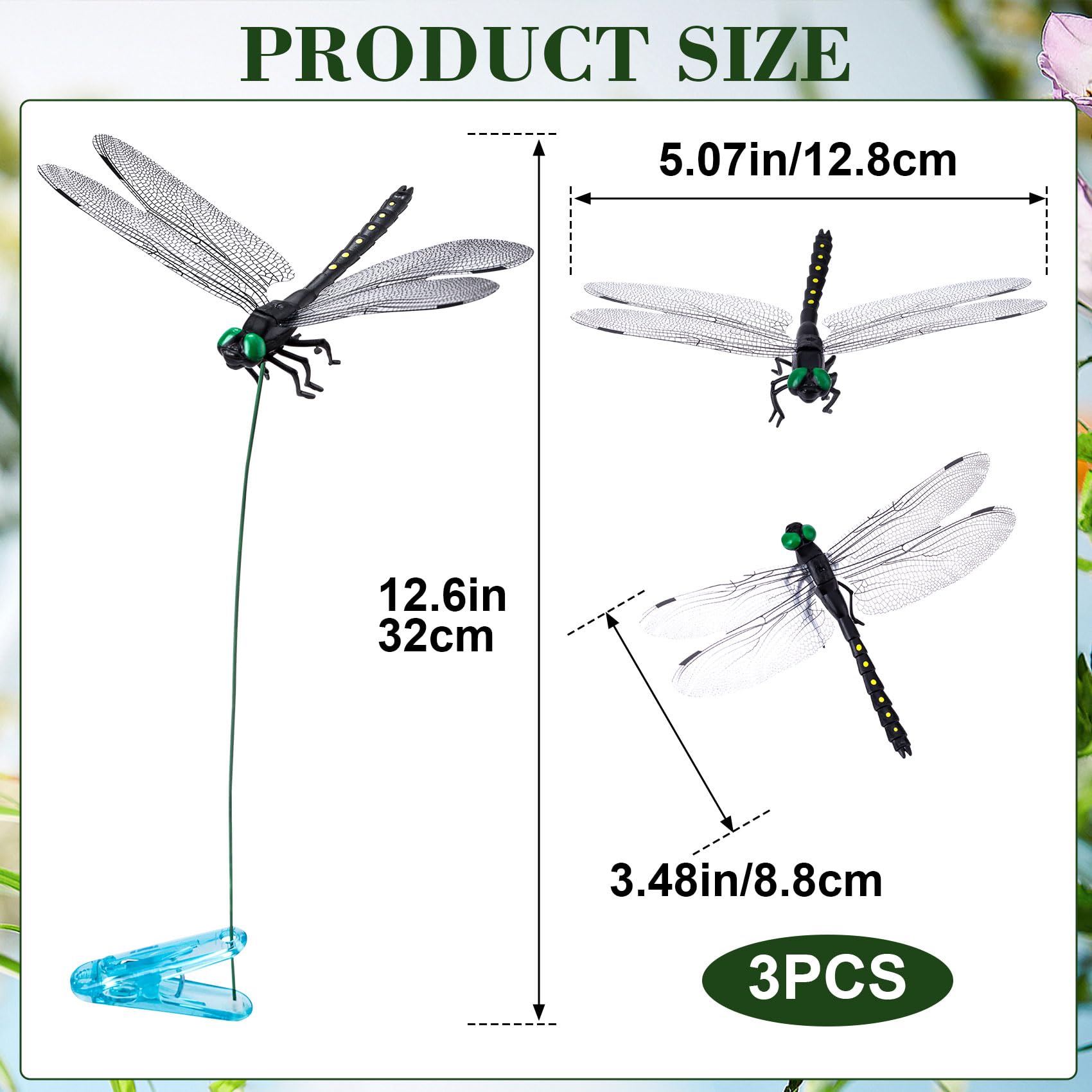 BEIQIYA dragonfly clips pack of 3 adds vibrant yard ambiance with durable design