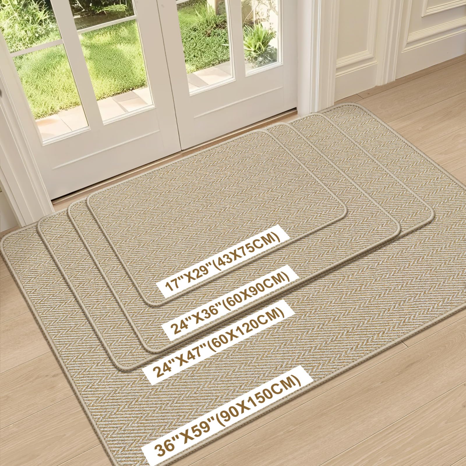 BEISIFLOOR mat with non-slip rubber backing stays secure in busy entryways.