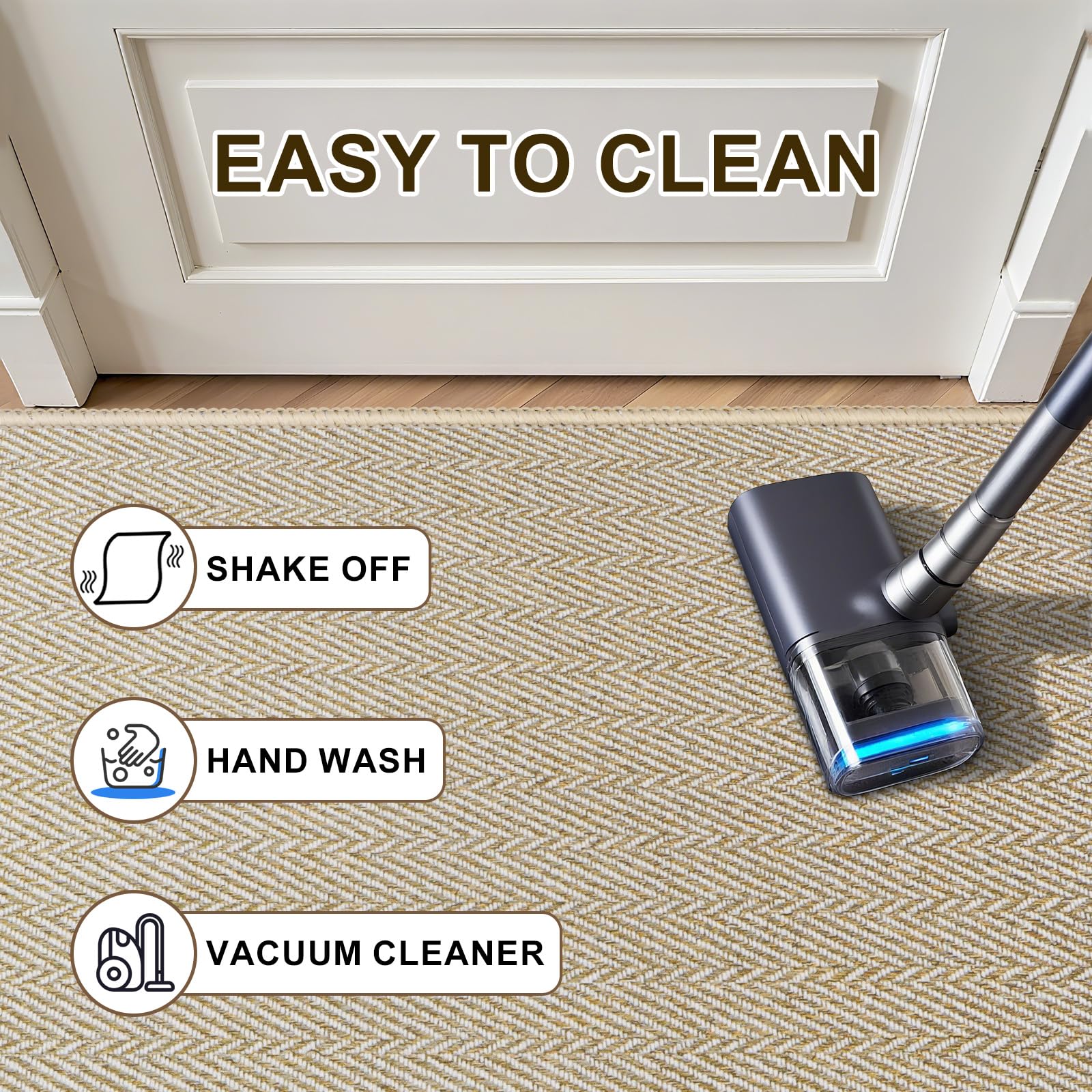 BEISIFLOOR low-profile mat fits under doors without curling.