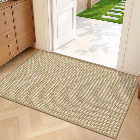 BEISIFLOOR entryway rug blends practicality with a subtle beige-white look