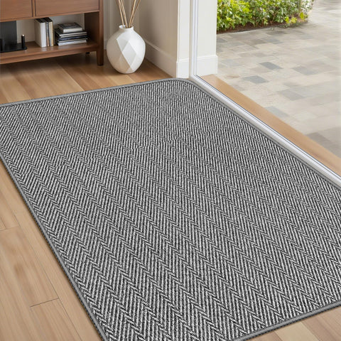 BEISIFLOOR ultra-thin door mat with herringbone texture enhances entryway style