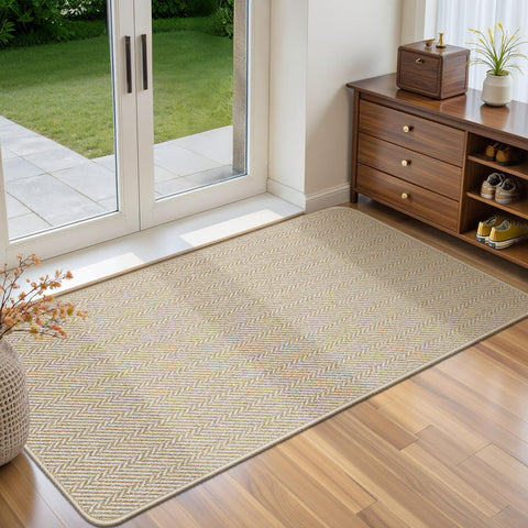 BEISIFLOOR ultra-thin door mat beige 24x47, traps dirt to keep floors clean