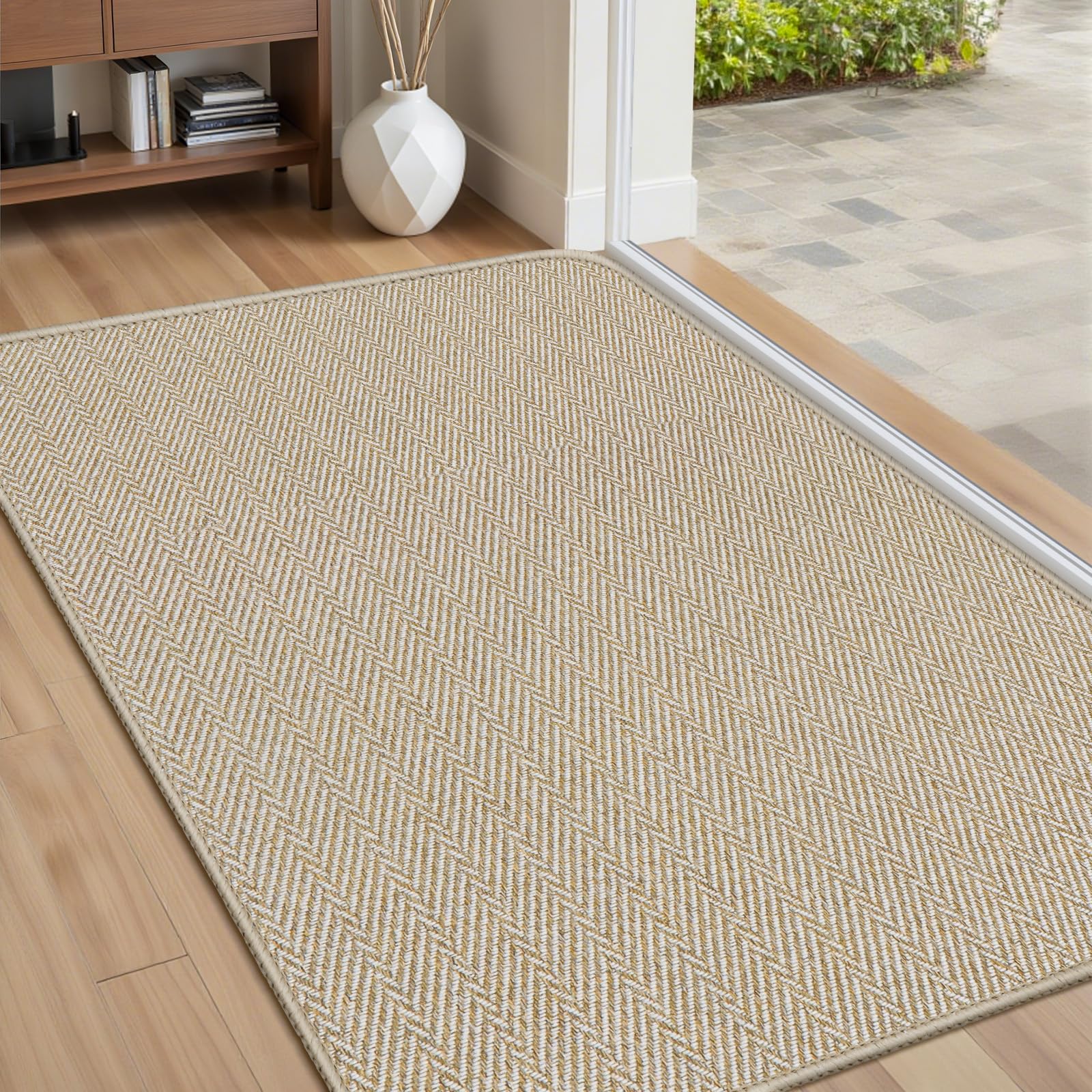 BEISIFLOOR ultra-thin door mat at indoor entrance with a low-profile design.