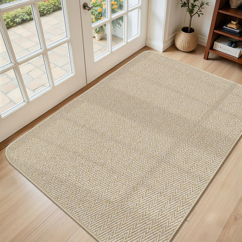BEISIFLOOR ultra-thin door mat with herringbone design protects floors.