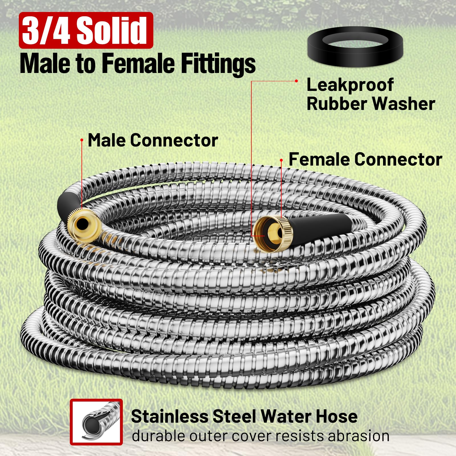 Beitopamz lightweight stainless steel hose for easy handling.