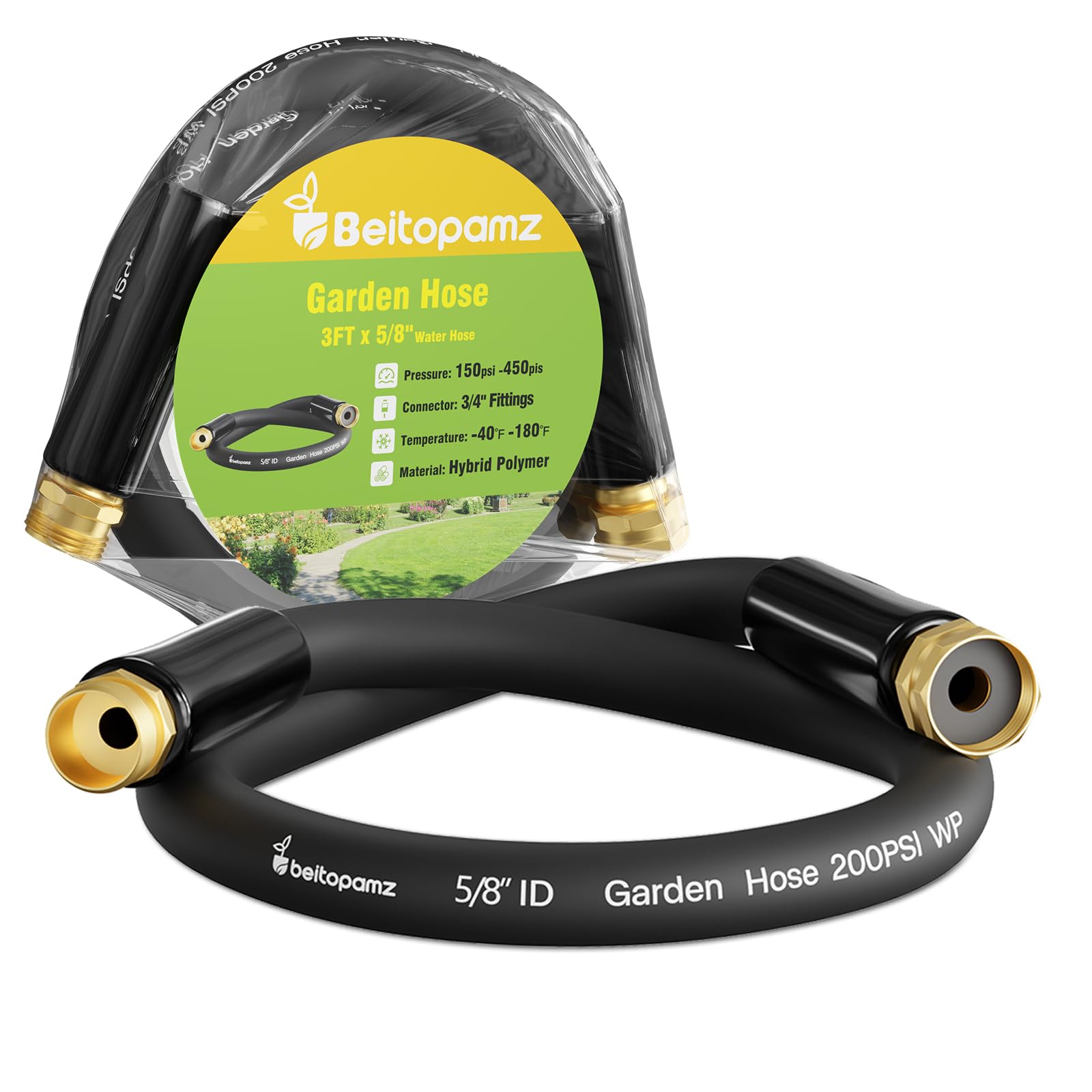 Beitopamz short garden hose 3ft in full view for compact watering