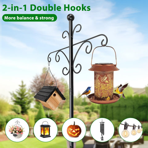 BEIUTAO double shepherd hooks hold multiple feeders outdoors