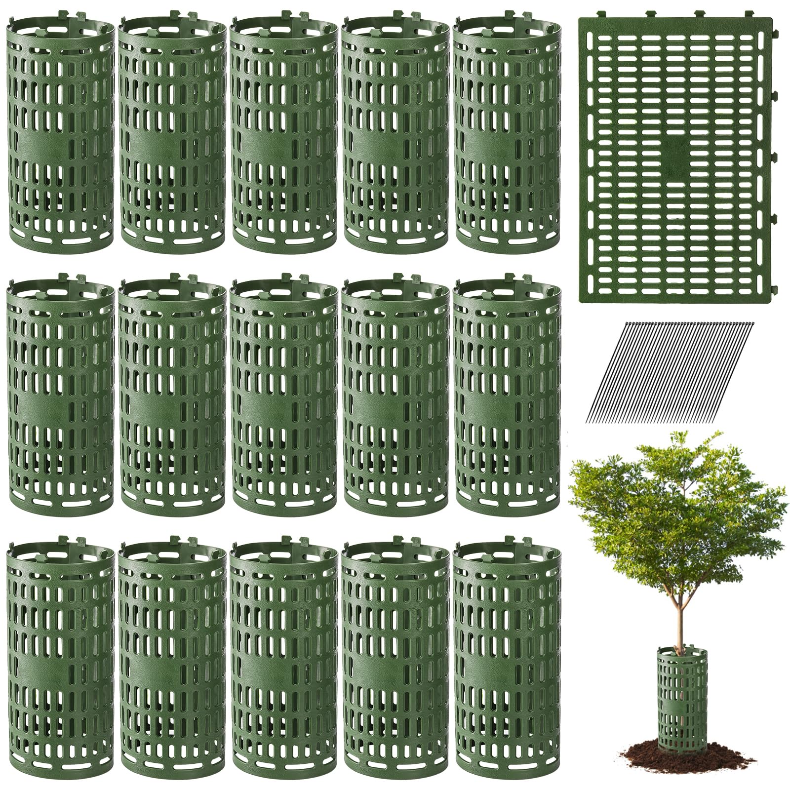 Bekith tree trunk protector panel in 16-pack shields saplings from mower damage.