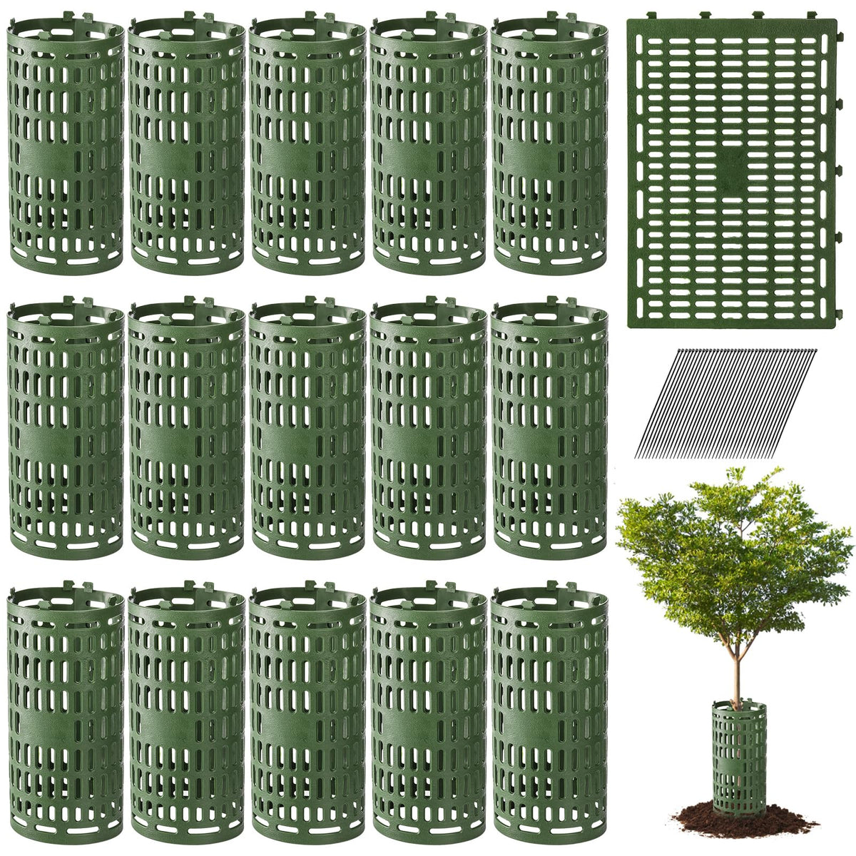 Bekith tree trunk protector panel in 16-pack shields saplings from mower damage.