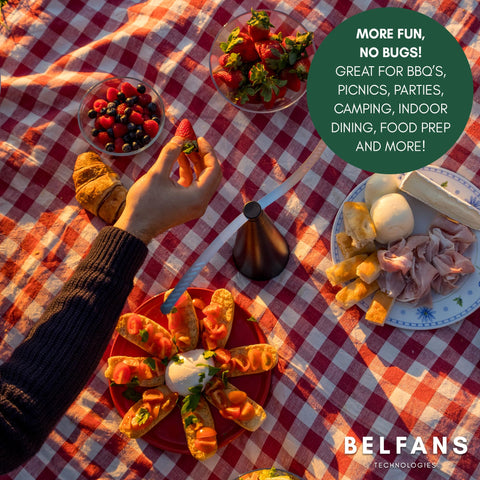 Belfans AA battery option provides portable bug protection.