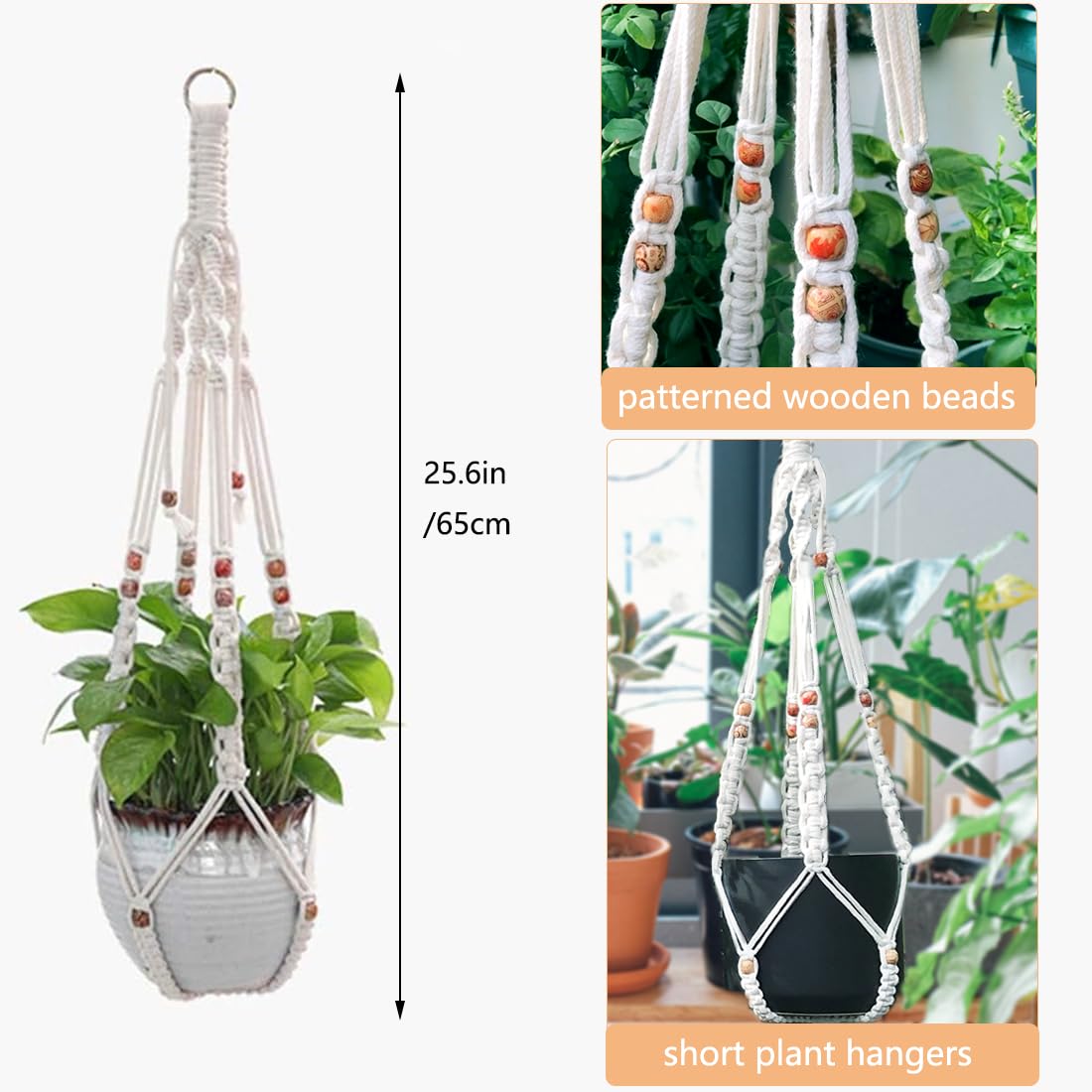 Belit indoor outdoor planter basket with natural macrame design