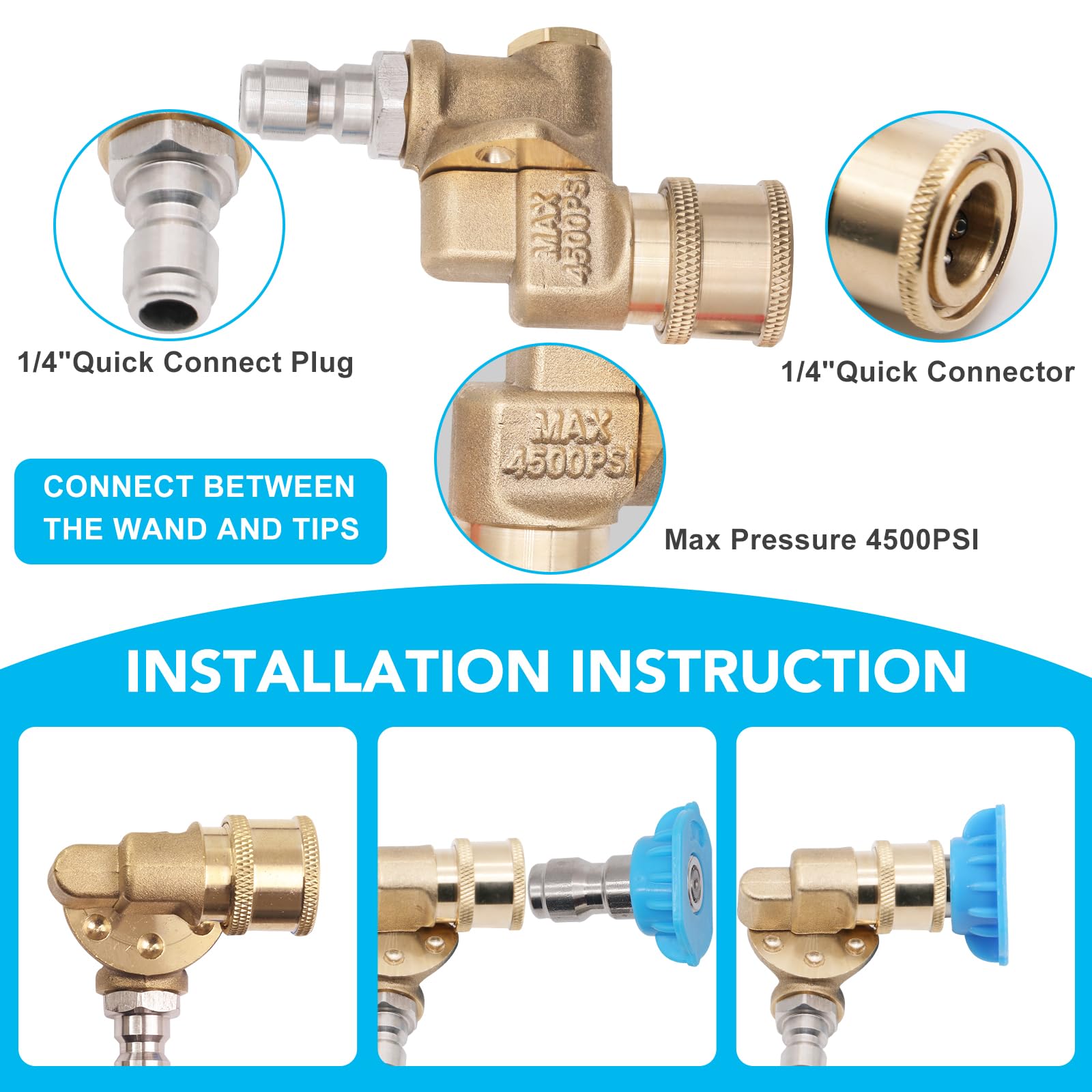 Belivetget turbo nozzle at 65-degree spray for broad, gentle cleaning