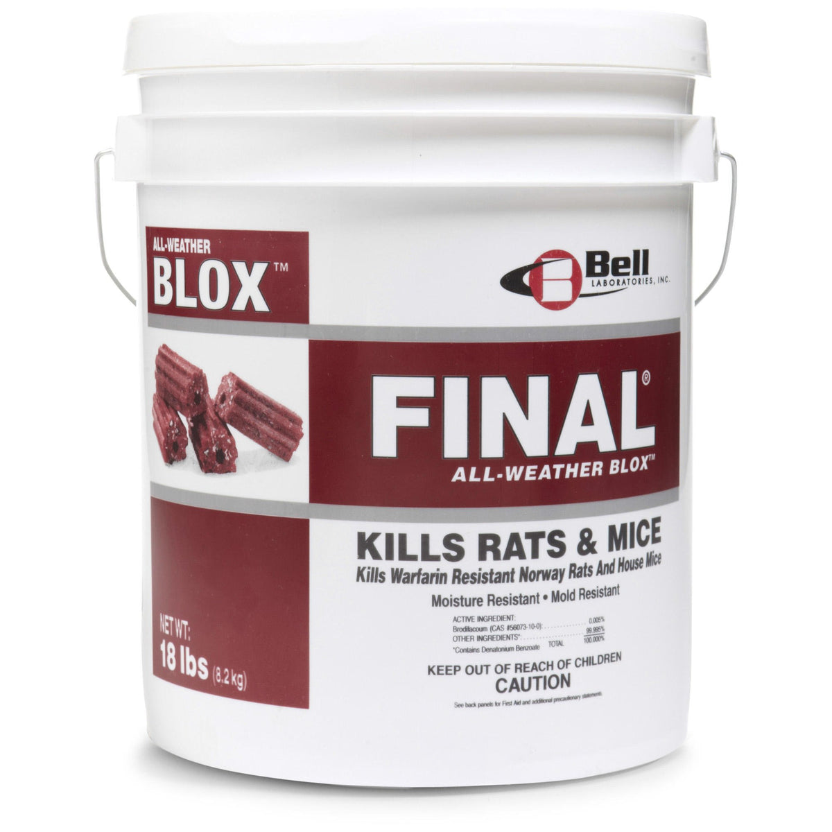 Bell Laboratories Final Blox rodent bait block—weather-resistant, palatable, and ideal for rodent control