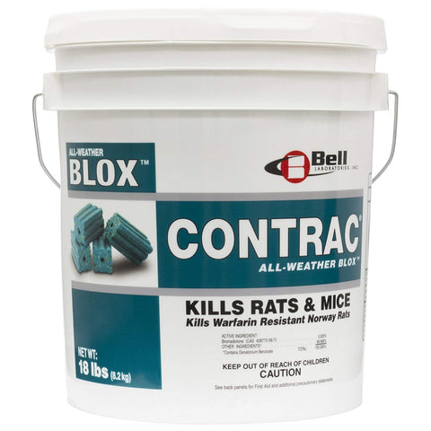 Bell Laboratories Contrac Blox in an 18 lb pail for long-lasting supply.