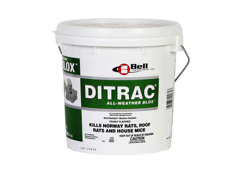 Bell Laboratories Ditrac All-Weather Blox pack shown for reliable outdoor rodent control.