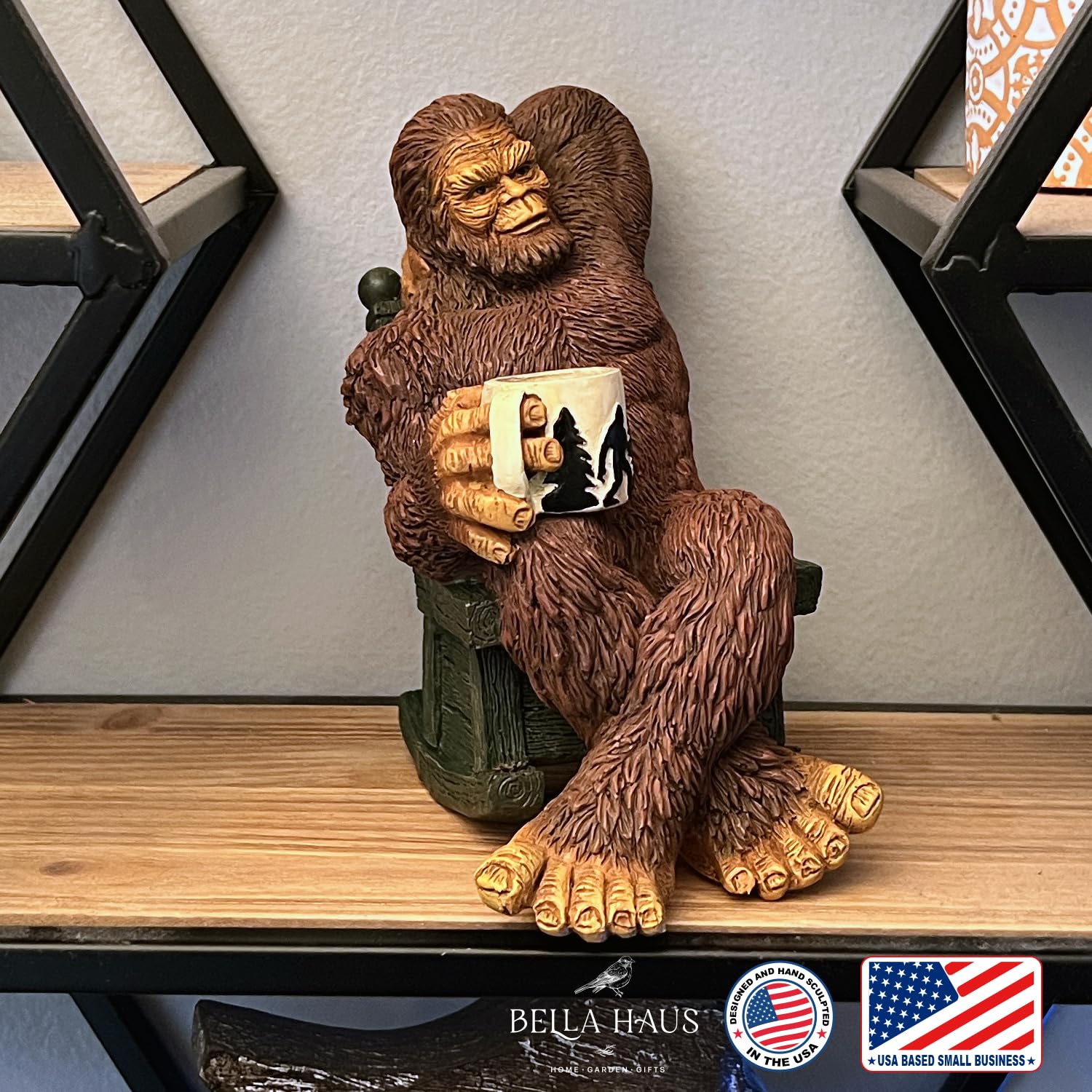 Bigfoot coffee bar figurine for desk or counter display.