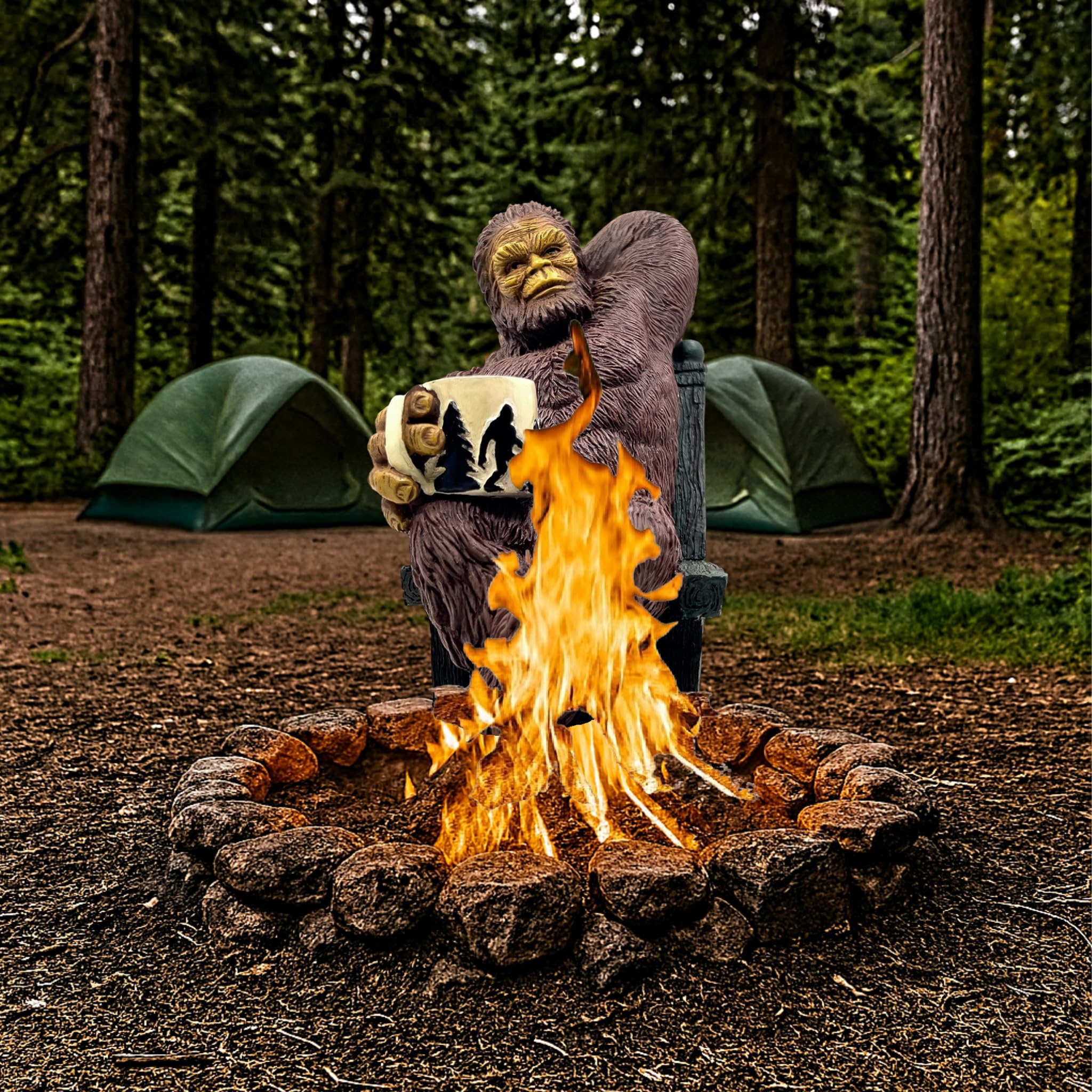 Close-up of Bella Haus Bigfoot holding a steaming coffee cup.