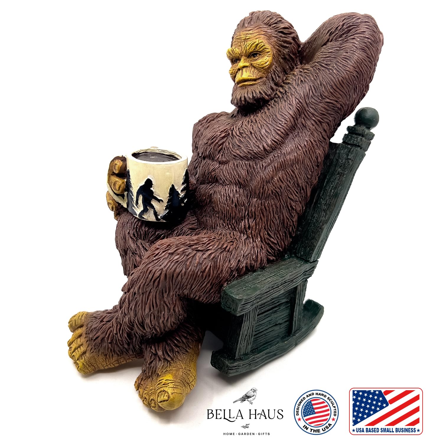 Patio entryway display with Bella Haus Bigfoot statue.