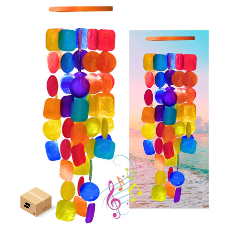 Bellaa wind chimes with capiz seashells show rainbow shimmer for outdoor decor