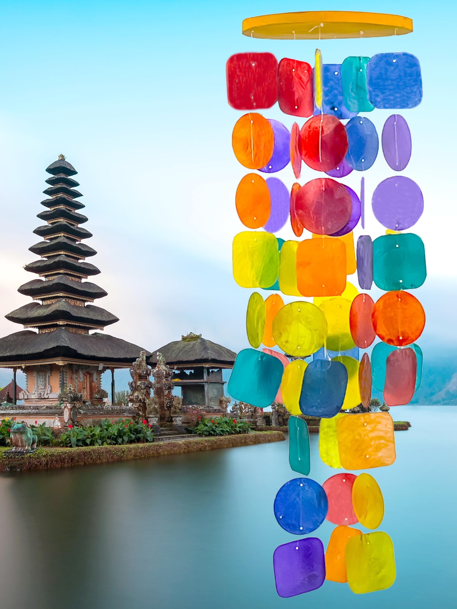 Bellaa wind chimes at sunset display iridescent colors for evening ambiance