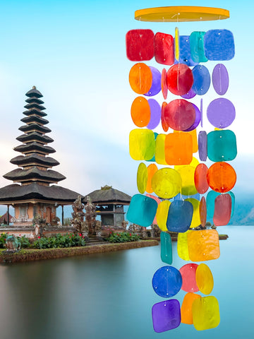 Bellaa wind chimes at sunset display iridescent colors for evening ambiance