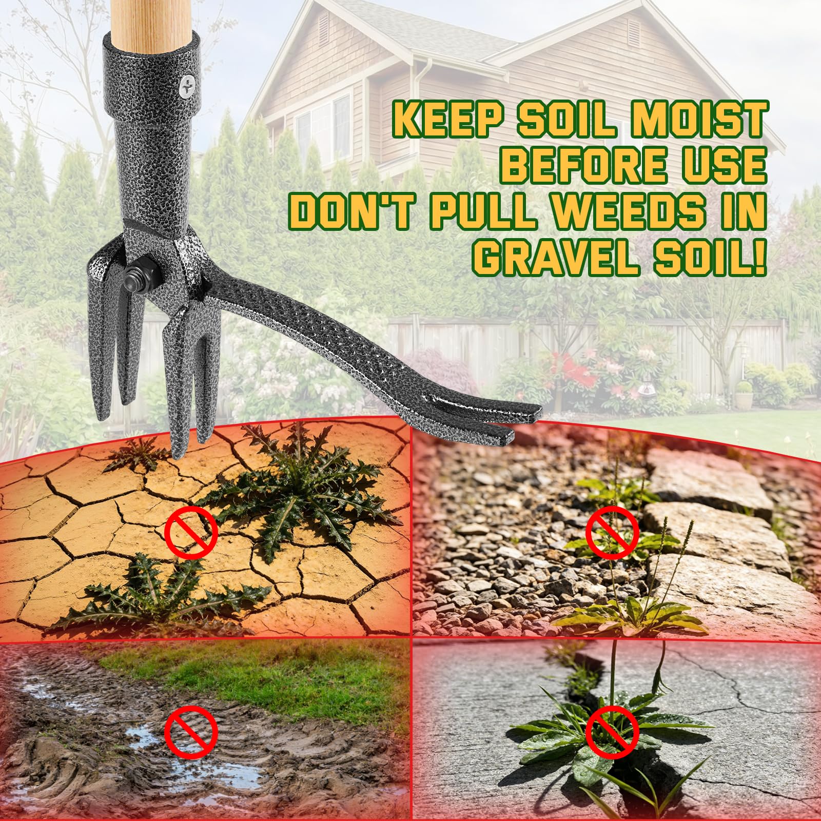 BellaJoyz stand-up weed puller is ideal for lawns, gardens, and beds.
