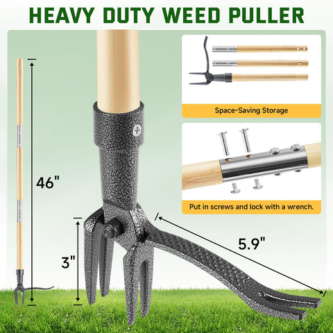 BellaJoyz weed puller with a 4-claw head grips roots securely.