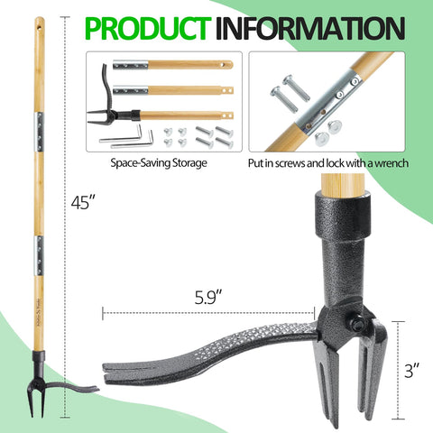 BellaJoyz Weeder with bamboo handle provides comfortable grip during long sessions.