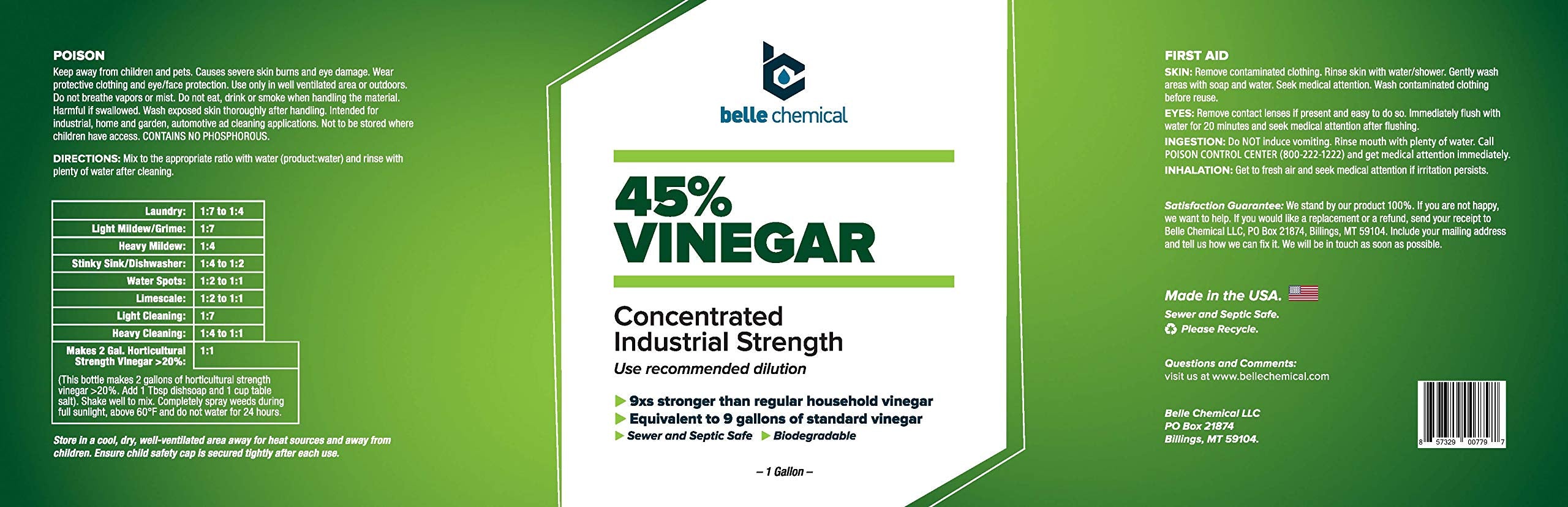 Belle Chemical vinegar container four gallons for industrial cleaning and degreasing tasks