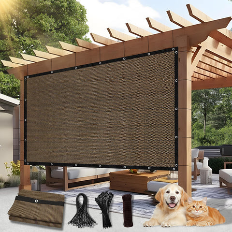 BELLE DURA 90% sunshade pergola cover offers privacy and UV protection.