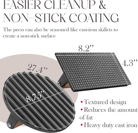 Bellemain easy-clean pre-seasoned surface simplifies post-cook cleanup