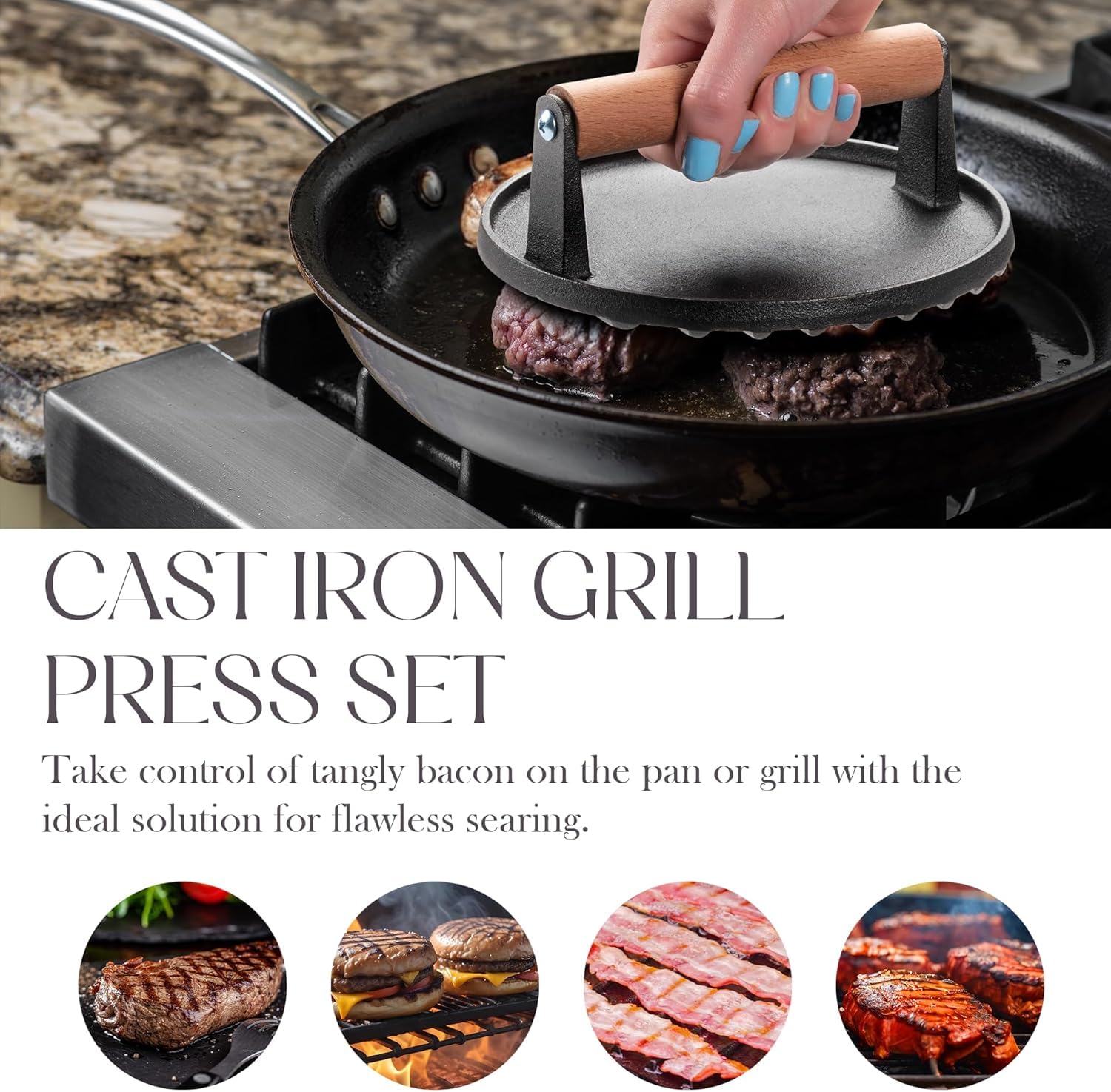 Bellemain press on a griddle demonstrating versatile surface compatibility
