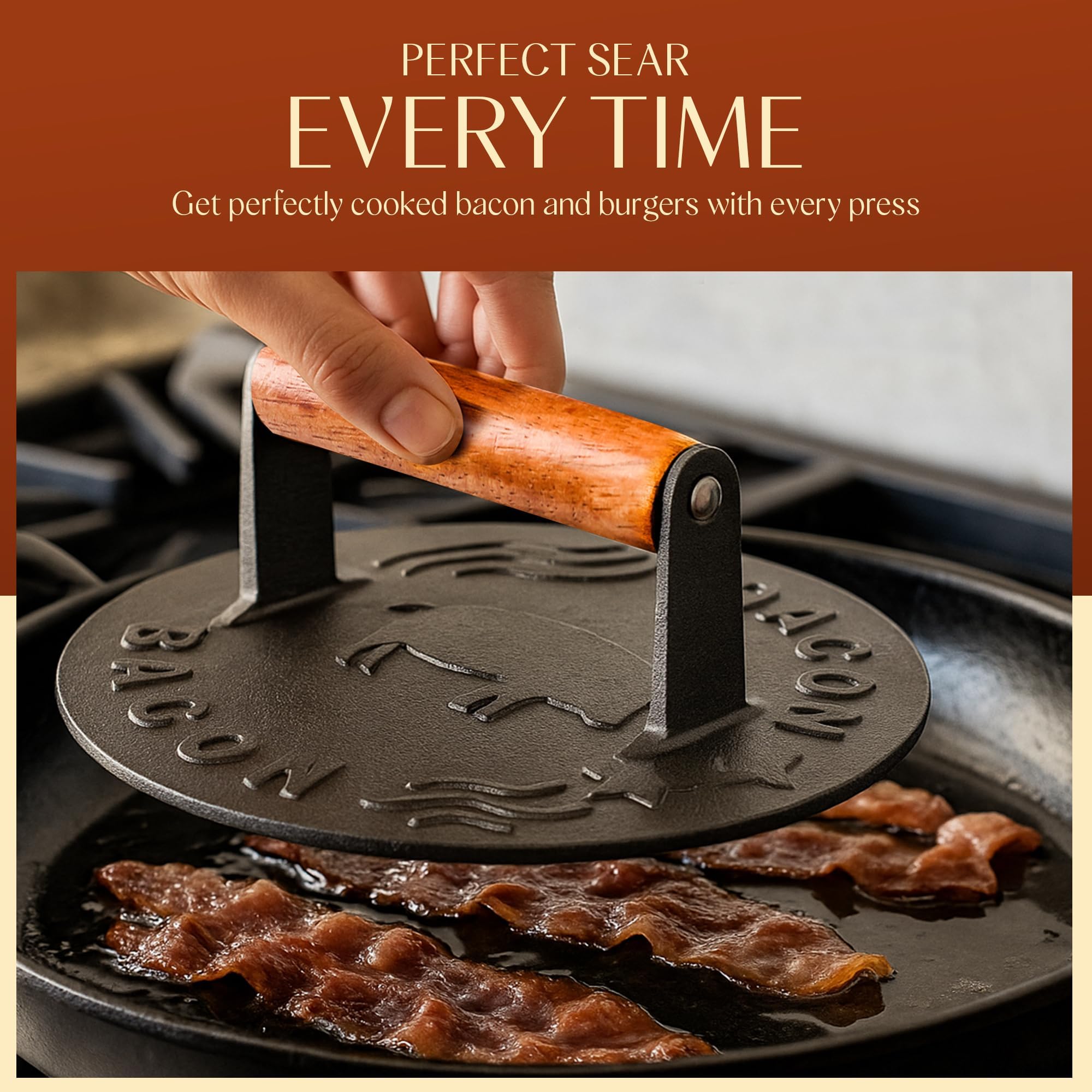 Bellemain stay-cool wood handle supports safe pressing.